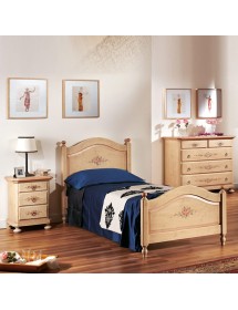 MOBILI 2G -  Comodino arte povera 3 cassetti legno shabby avorio antico rosa 50x38x66 (1436) vista frontale