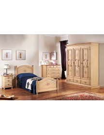 MOBILI 2G -  Comodino arte povera 3 cassetti legno shabby avorio antico rosa 50x38x66 (1436) vista frontale