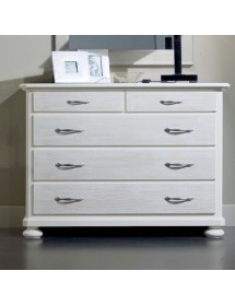 MOBILI 2G - COMO 5 CASSETTI IN LEGNO BIANCO SPAZZOLATO L.118 P.52 H.99 (2214) VISTA FRONTALE