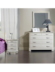 MOBILI 2G - COMO 5 CASSETTI IN LEGNO BIANCO SPAZZOLATO L.118 P.52 H.99 (2214) VISTA FRONTALE