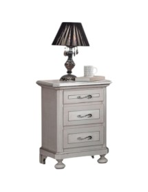 MOBILI 2G -  Comodino arte povera 3 cassetti legno shabby tortora grigio 50x38x66 (1476) vista frontale