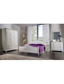 MOBILI 2G -  Comodino 3 cassetti legno shabby bianco spazzolato 50x38x66 (2215) VISTA FRONTALE
