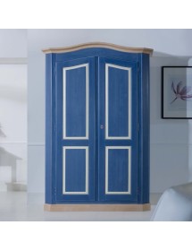 Armadio shabby 2 porte in legno blu e miele 131x63x214 (2203)