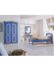 Armadio shabby 2 porte in legno blu e miele 131x63x214 (2203)