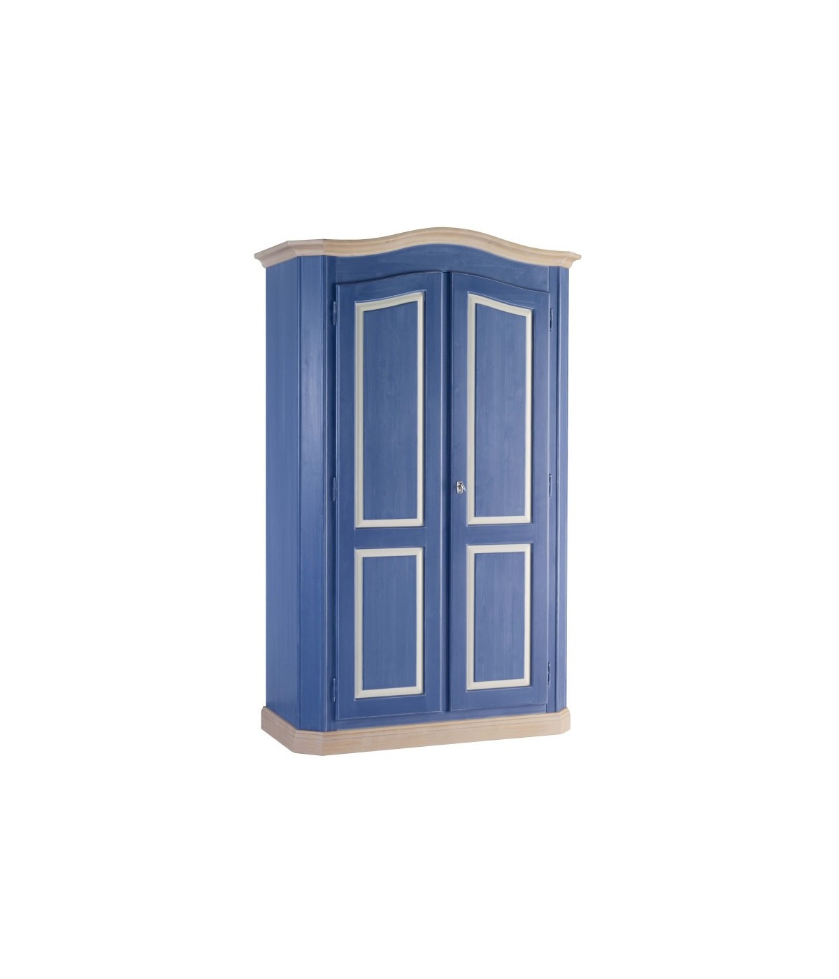 MOBILI 2G - Armadio shabby 2 porte in legno blu e miele 131x63x214 (2203) VISTA FRONTALE