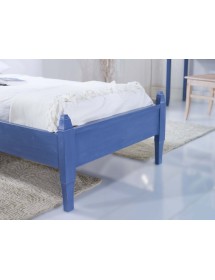 MOBILI 2G - LETTO SINGOLO ARTE POVERA BLU E MIELE LEGNO 103x210x106 (2231) vista frontale