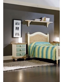 MOBILI 2G -  Comodino arte povera 3 cassetti legno shabby verde miele 50x38x65 (2213) VISTA FRONTALE