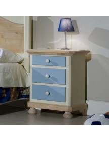 MOBILI 2G -  Comodino arte povera 3 cassetti legno shabby azzurro miele 50x38x65 (2211) VISTA FRONTALE