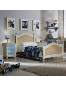 MOBILI 2G -  Comodino arte povera 3 cassetti legno shabby azzurro miele 50x38x65 (2211) VISTA FRONTALE