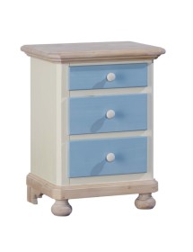 MOBILI 2G -  Comodino arte povera 3 cassetti legno shabby azzurro miele 50x38x65 (2211) VISTA FRONTALE
