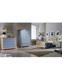 MOBILI 2G -  Comodino arte povera 3 cassetti legno shabby azzurro miele 50x38x65 (2211) VISTA FRONTALE