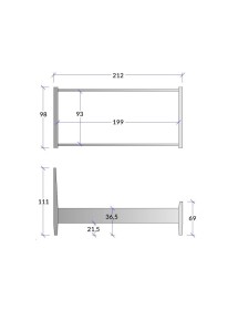 MOBILI 2G - LETTO SINGOLO ARTE POVERA LEGNO SHABBY AZZURRO E MIELE 98x212x111 (2229) vista frontale