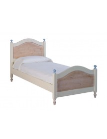MOBILI 2G - LETTO SINGOLO ARTE POVERA LEGNO SHABBY AZZURRO E MIELE 98x212x111 (2229) vista frontale