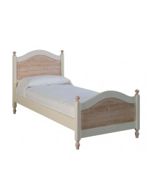 MOBILI 2G - LETTO SINGOLO ARTE POVERA LEGNO SHABBY ROSA E MIELE 98x212x111 (2228) vista frontale