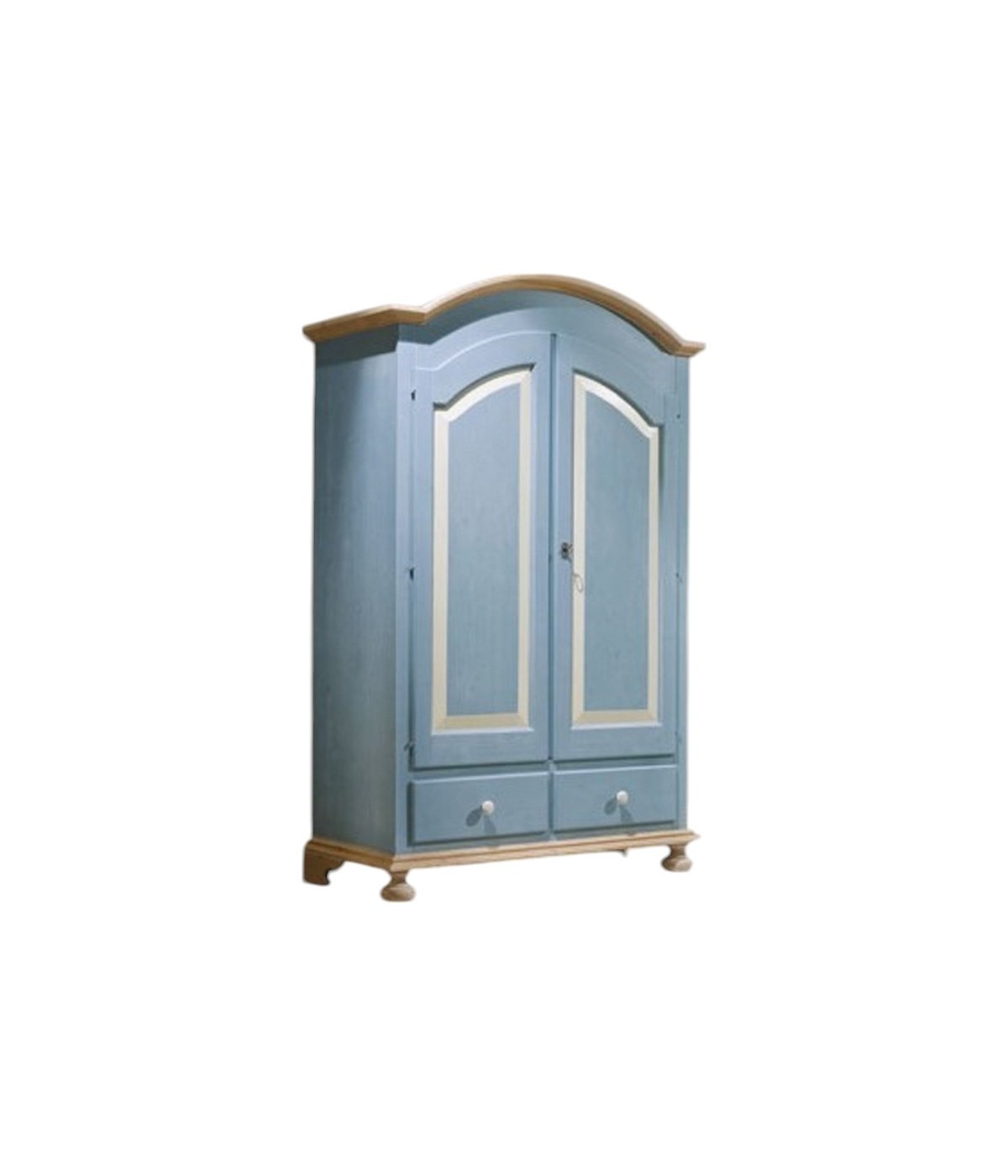 MOBILI 2G - Armadio 2 porte in legno azzurro miele shabby 125x60x200 (2201)