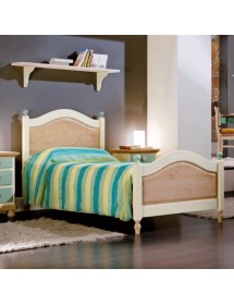 MOBILI 2G - CAMERETTA DA LETTO COMPLETA LEGNO MASSELLO SHABBY VERDE MIELE vista frontale