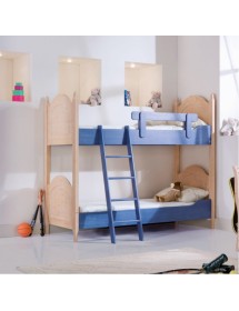 MOBILI 2G - LETTO A CASTELLO LEGNO ABETE SHABBY AZZURRO E MIELE 93x205x186 (2232) vista frontale