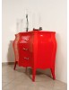 MOBILI 2G - Cassettiera sagomata 3 cassetti legno laccato rosso lucido 105x42X85 VISTA FRONTALE