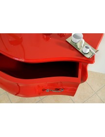 MOBILI 2G - Cassettiera sagomata 3 cassetti legno laccato rosso lucido 105x42X85 VISTA FRONTALE