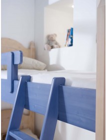 MOBILI 2G - LETTO A CASTELLO LEGNO ABETE SHABBY AZZURRO E MIELE 93x205x186 (2232) vista frontale