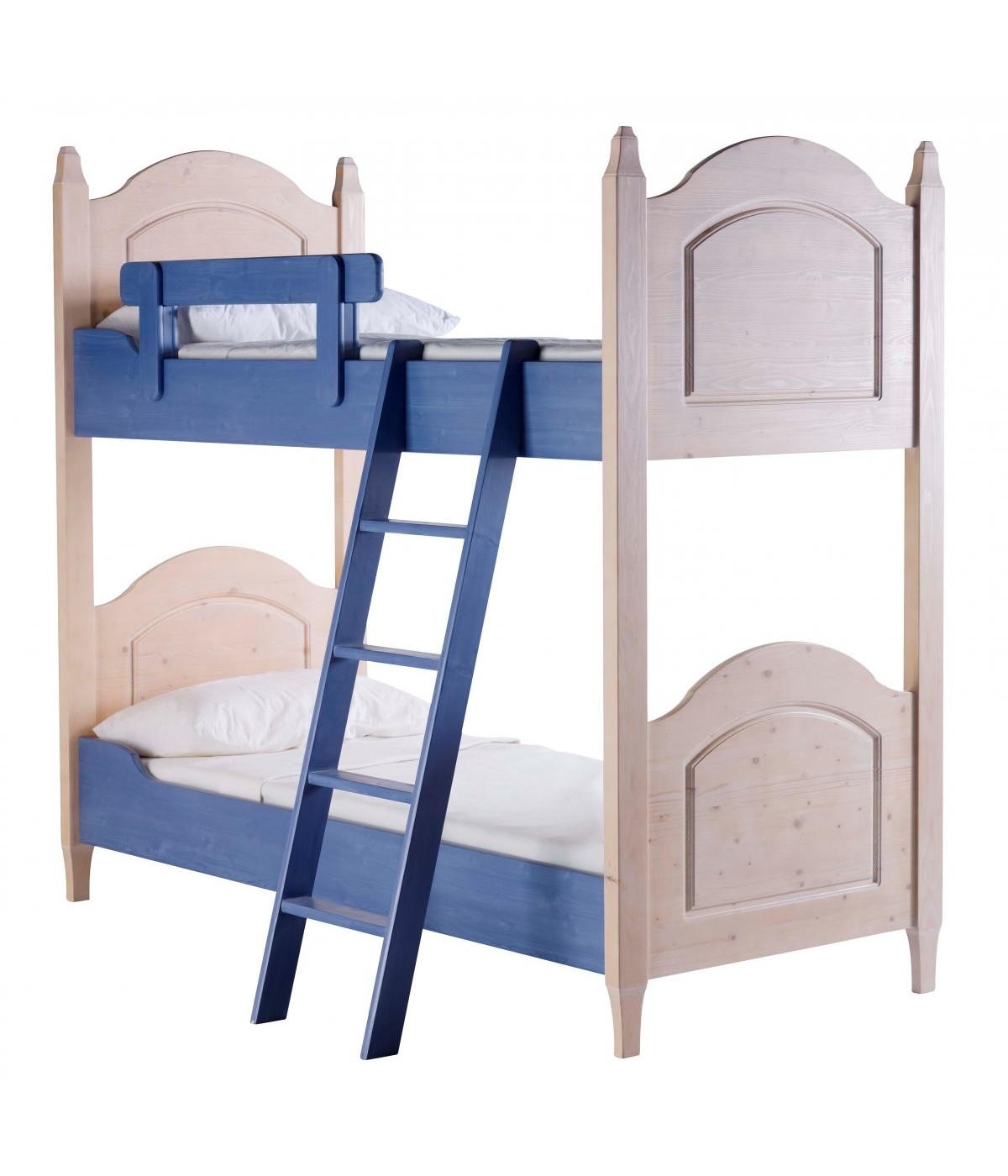 MOBILI 2G - LETTO A CASTELLO LEGNO ABETE SHABBY AZZURRO E MIELE 93x205x186 (2232) vista frontale