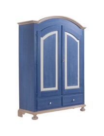 MOBILI 2G - Armadio 2 porte in legno blu e miele shabby 125x60x200 (2202)