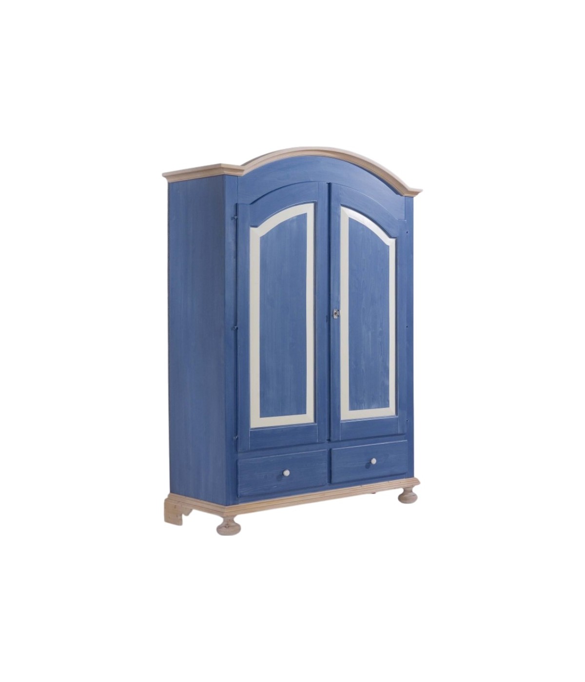 MOBILI 2G - Armadio 2 porte in legno blu e miele shabby 125x60x200 (2202)