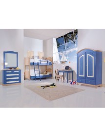 MOBILI 2G - Armadio 2 porte in legno blu e miele shabby 125x60x200 (2202)