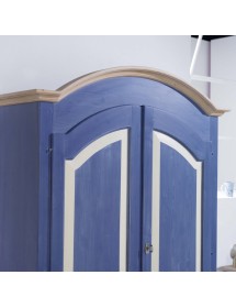 MOBILI 2G - Armadio 2 porte in legno blu e miele shabby 125x60x200 (2202)