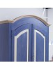 MOBILI 2G - Armadio 2 porte in legno blu e miele shabby 125x60x200 (2202)