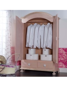 MOBILI 2G - Armadio 2 porte in legno blu e miele shabby 125x60x200 (2202)