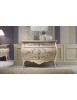 MOBILI 2G - Gruppo 1 comò 2 comodini Bombato shabby Legno avorio decori floreali (1369) (1368) vista frontale
