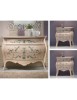 MOBILI 2G - Gruppo 1 comò 2 comodini Bombato shabby Legno avorio decori floreali (1369) (1368) vista frontale