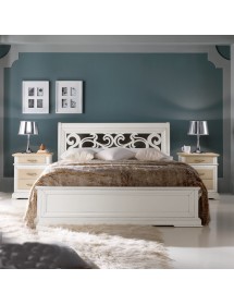 MOBILI 2G - COMODINO 3 CASSETTI  LACCATO BIANCO-AVORIO- BICOLORE MISURE L.57 P.38 H.66 (3001) vista frontale