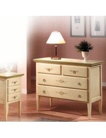 MOBILI 2G - Gruppo 1 Cassettiera 2 Comodini legno shabby avorio verde (1309+1310) vista frontale