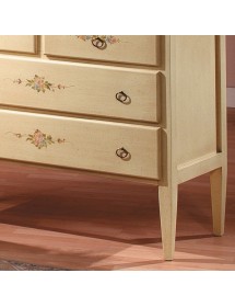 MOBILI 2G - Gruppo 1 Cassettiera 2 Comodini legno shabby avorio verde (1309+1310) vista frontale