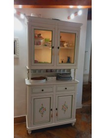 CRISTALLIERA IN LEGNO 2 ANTE BIANCA/DECORI FLOREALI L.104 P.43 H.20...