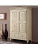MOBILI 2G - Armadio 2 porte classico in legno avorio shabby 135x63x203 (1467) vista frontale