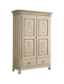 MOBILI 2G - Armadio 2 porte classico in legno avorio shabby 135x63x203 (1467) vista frontale