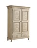 MOBILI 2G - Armadio 2 porte classico in legno avorio shabby 135x63x203 (1467) vista frontale