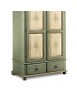 MOBILI 2G - ARMADIO IN LEGNO SHABBY VERDE AVORIO E FILO ECRU' 122X60X204 (1313) vista frontale