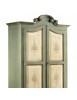MOBILI 2G - ARMADIO IN LEGNO SHABBY VERDE AVORIO E FILO ECRU' 122X60X204 (1313) vista frontale