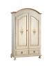 MOBILI 2G - ARMADIO ARTE POVERA 2 ANTE LEGNO SHABBY BIANCO E OCRA 125X61X200 (1312) vista frontale