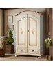 MOBILI 2G - ARMADIO ARTE POVERA 2 ANTE LEGNO SHABBY BIANCO E OCRA 125X61X200 (1312) vista frontale