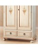 MOBILI 2G - ARMADIO ARTE POVERA 2 ANTE LEGNO SHABBY BIANCO E OCRA 125X61X200 (1312) vista frontale