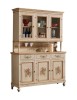 MOBILI 2G - cristalliera provenzale in legno shabby avorio ocra 3 porte 160x50x221 (1460+1461) vista frontale