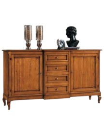 MOBILI 2G - Madia Credenza legno 2 Porte 4 Cassetti noce 201 x 52 H 113 (422) VISTA FRONTALE
