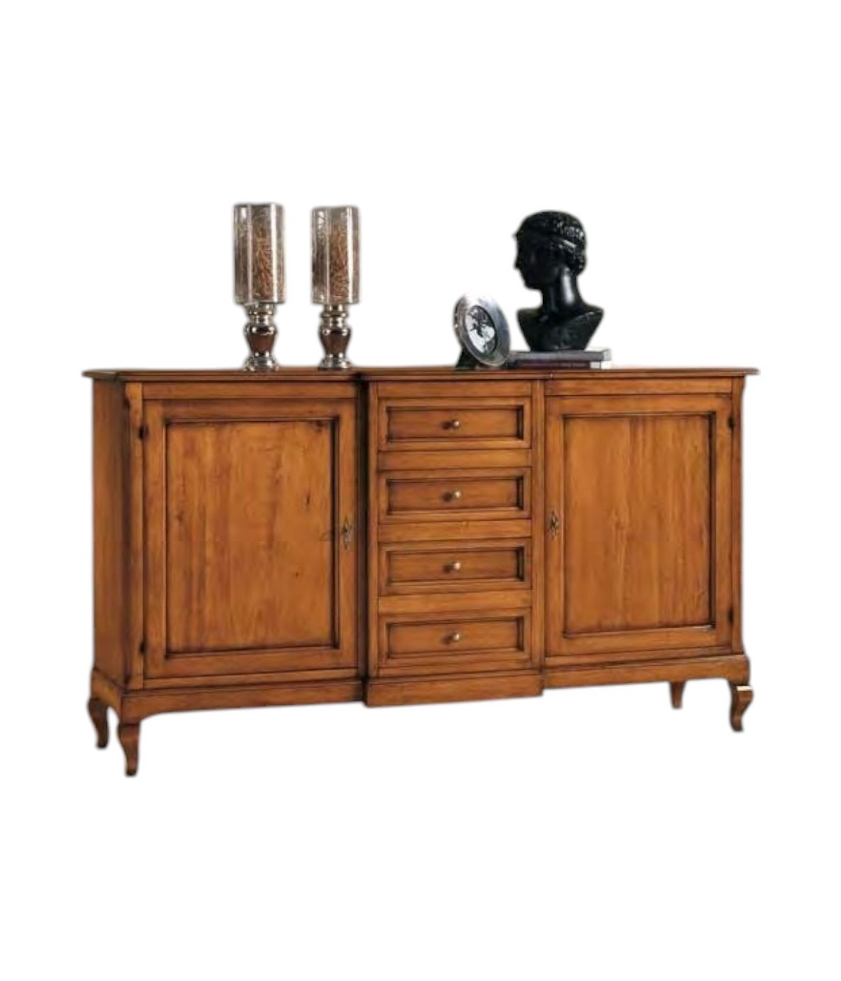 MOBILI 2G - Madia Credenza legno 2 Porte 4 Cassetti noce 201 x 52 H 113 (422) VISTA FRONTALE