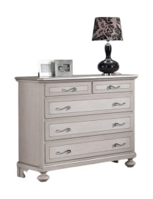MOBILI 2G -  Cassettiera arte povera 5 cassetti legno shabby tortora grigio 116x51x101 (1475) VISTA FRONTALE