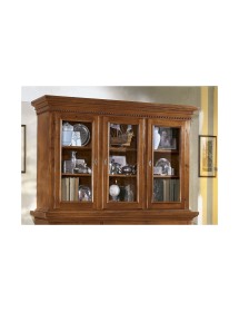 MOBILI 2G - CRISTALLIERA 3 PORTE IN LEGNO NOCE ARTE POVERA 190x50x228 (604+605) VISTA FRONTALE